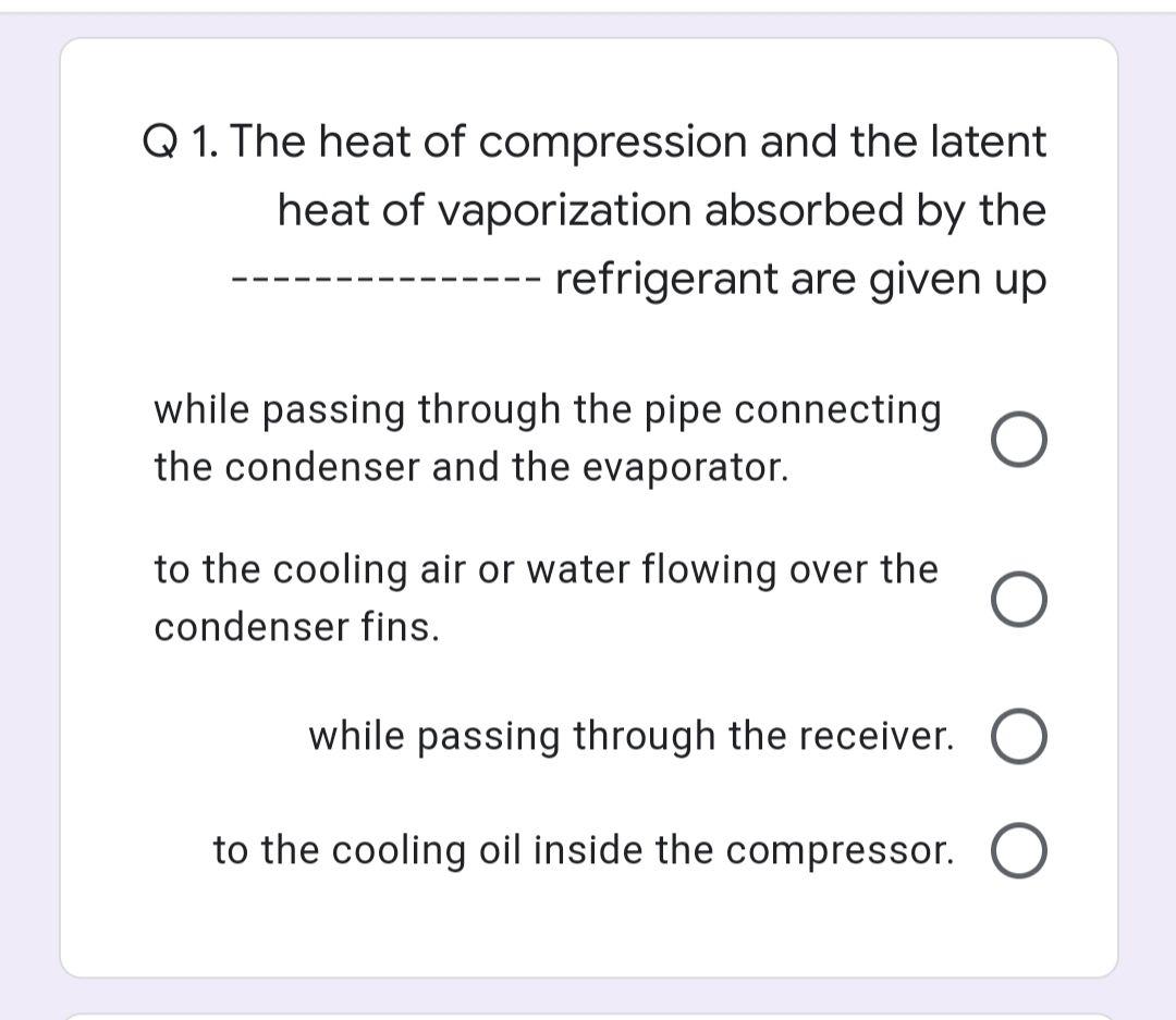 Solved Q 1. The Heat Of Compression And The Latent Heat Of | Chegg.com