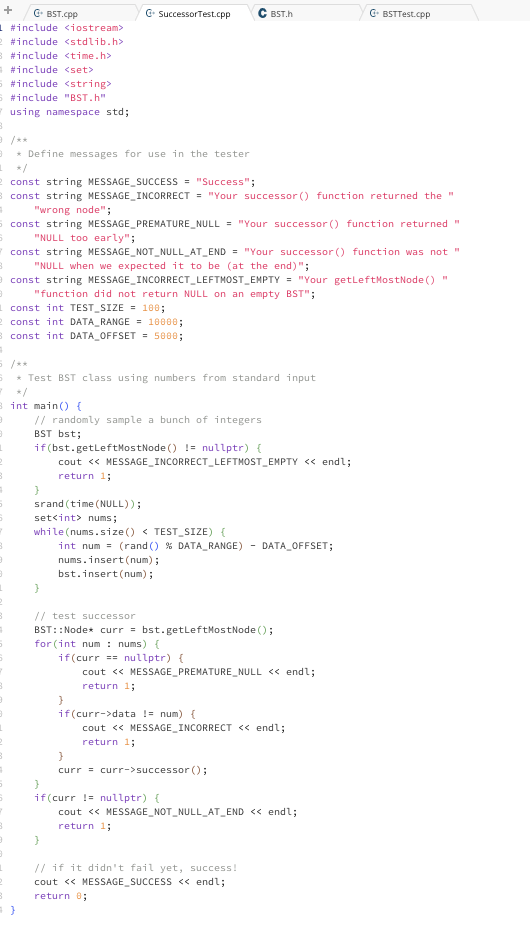 Solved BST.h C+ BSTTest.cpp