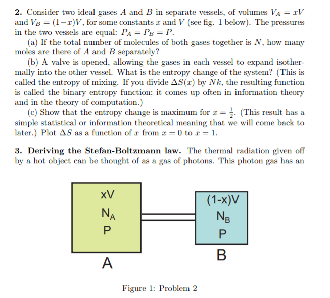 2. Consider two ideal gases A and B in separate | Chegg.com