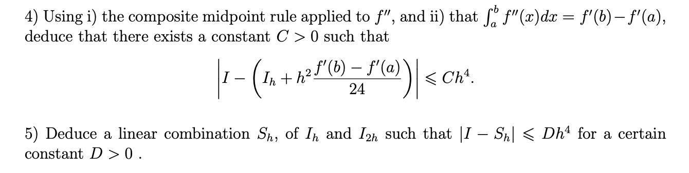 Problem 2. 1) Determine the composite midpoint rule | Chegg.com