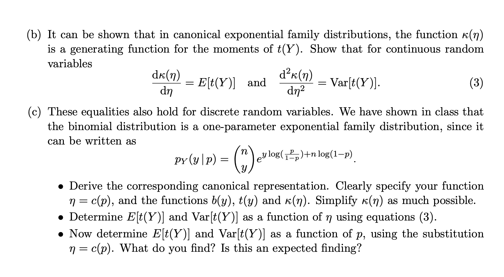 Solved 3 The Second Form For One Parameter Exponential F Chegg Com