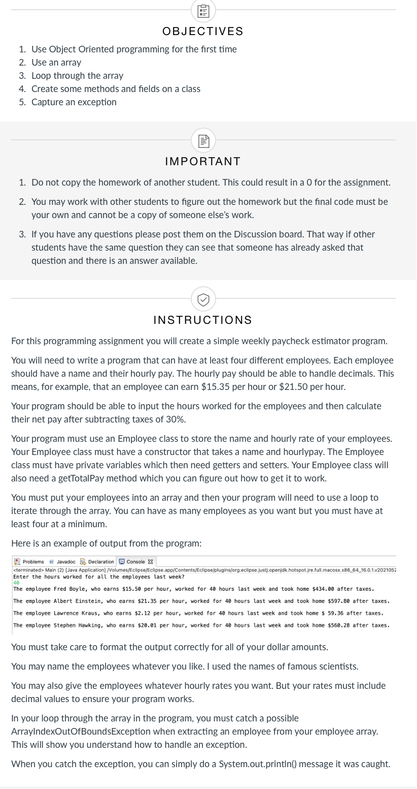 Solved OBJECTIVES 1. Use Object Oriented programming for the | Chegg.com