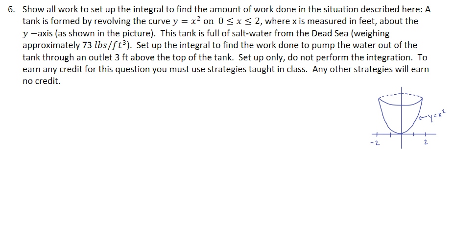 Solved 6. Show all work to set up the integral to find the | Chegg.com