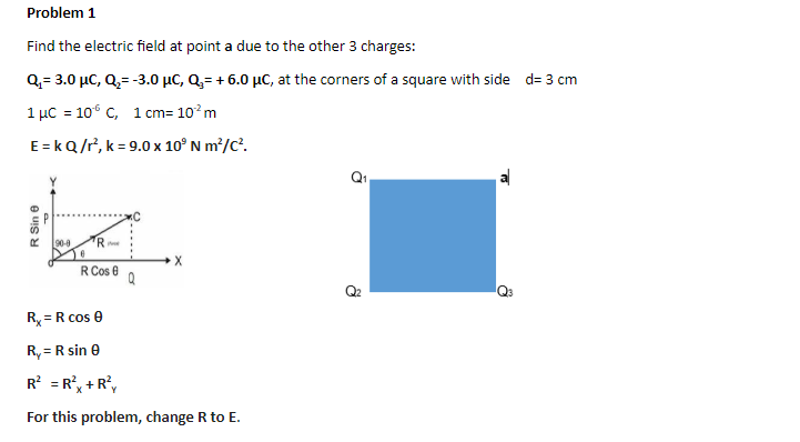 Solved Problem 1 Find The Electric Field At Point A Due T Chegg Com