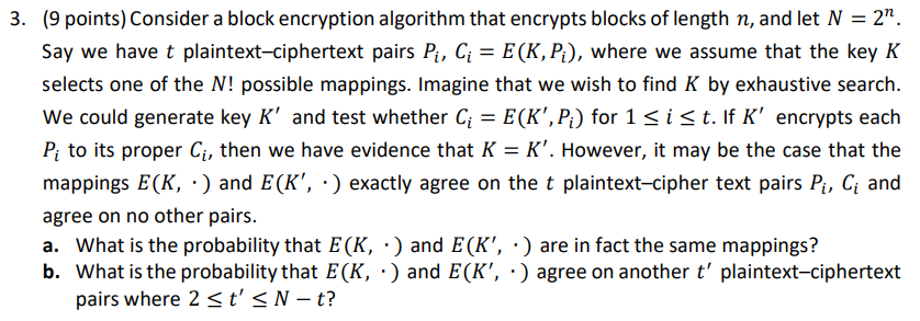 ( 9 Points) Consider A Block Encryption Algorithm | Chegg.com