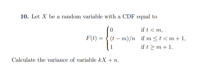 Solved 10. Let X be a random variable with a CDF equal to | Chegg.com