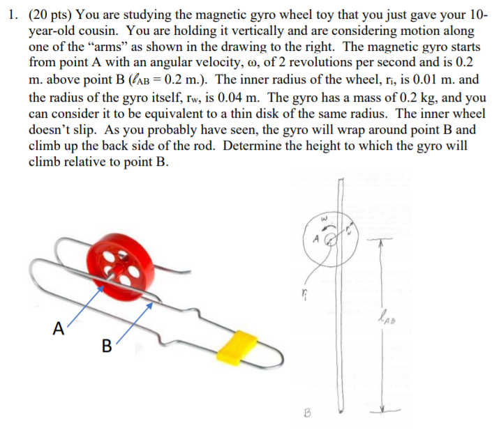 Solved 1. (20 pts) You are studying the gyro wheel