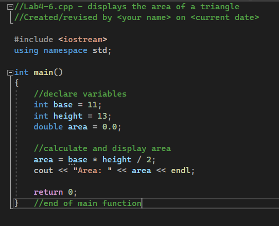 Solved C++The program should calculate and display the area | Chegg.com