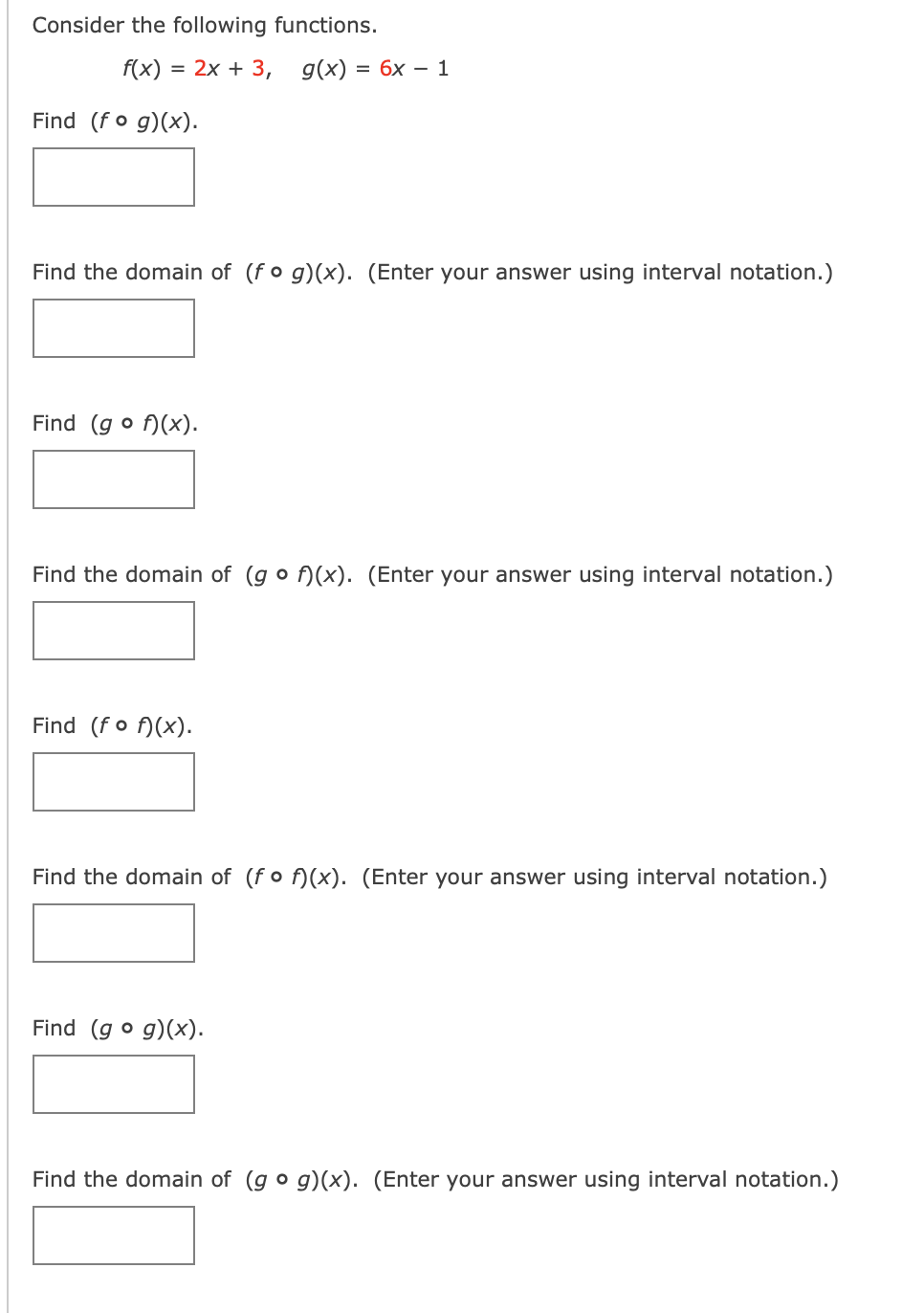 Solved Consider The Following Functions F X 2x 3 G X