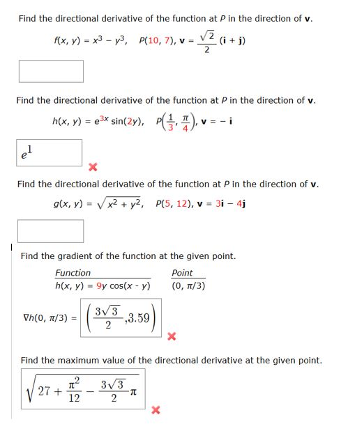 Solved Find The Directional Derivative Of The Function At Chegg Com