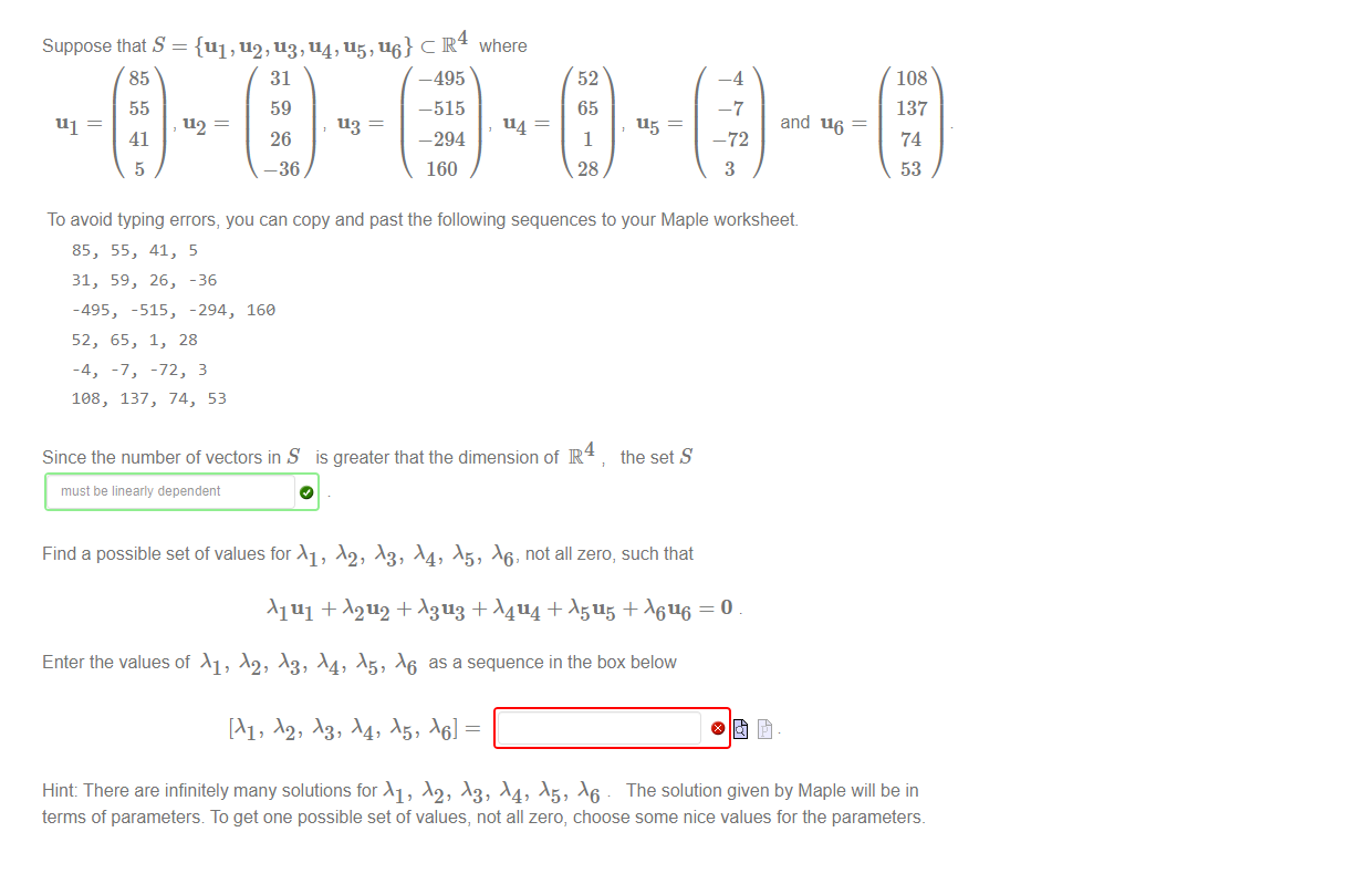 Solved Suppose that S={u1,u2,u3,u4,u5,u6}⊂R4 where | Chegg.com