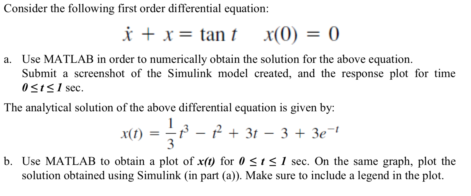Solved a. Consider the following first order differential | Chegg.com