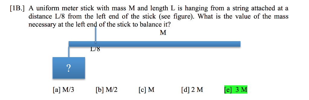 Solved B A uniform meter stick with mass M and length L is | Chegg.com