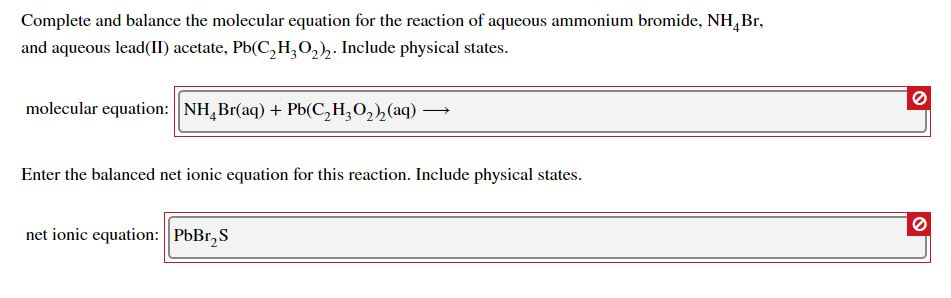 Solved Complete and balance the molecular equation for the | Chegg.com