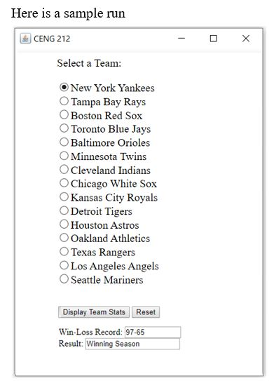 Solved Java Code format JOptionPane Baseball Team | Chegg.com