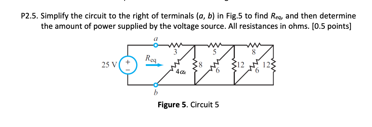 Solved P2.5. Simplify the circuit to the right of terminals | Chegg.com