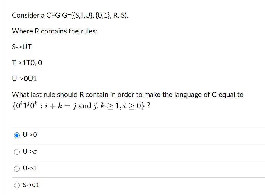 Solved Consider The Cfg G S T U 0 1 R S Where R Chegg Com