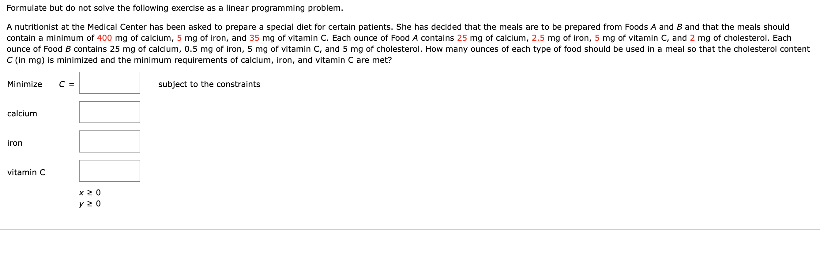 Solved Formulate but do not solve the following exercise as | Chegg.com