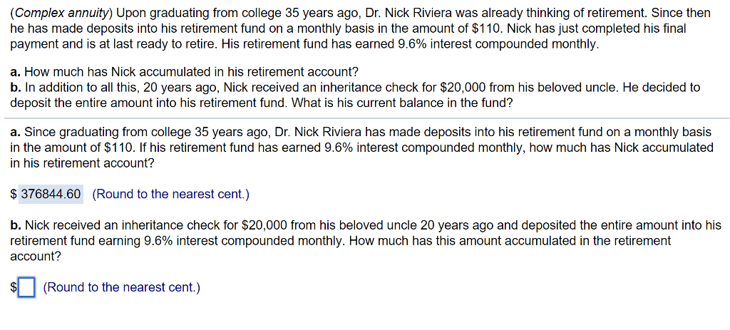 Solved (Complex annuity) Upon graduating from college 35 | Chegg.com