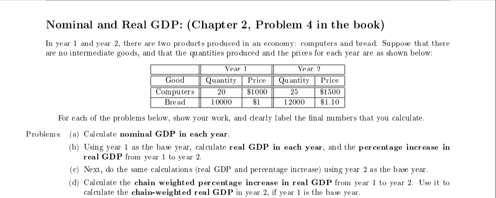 Solved Nominal And Real GDP: (Chapter 2, Problem 4 In The | Chegg.com