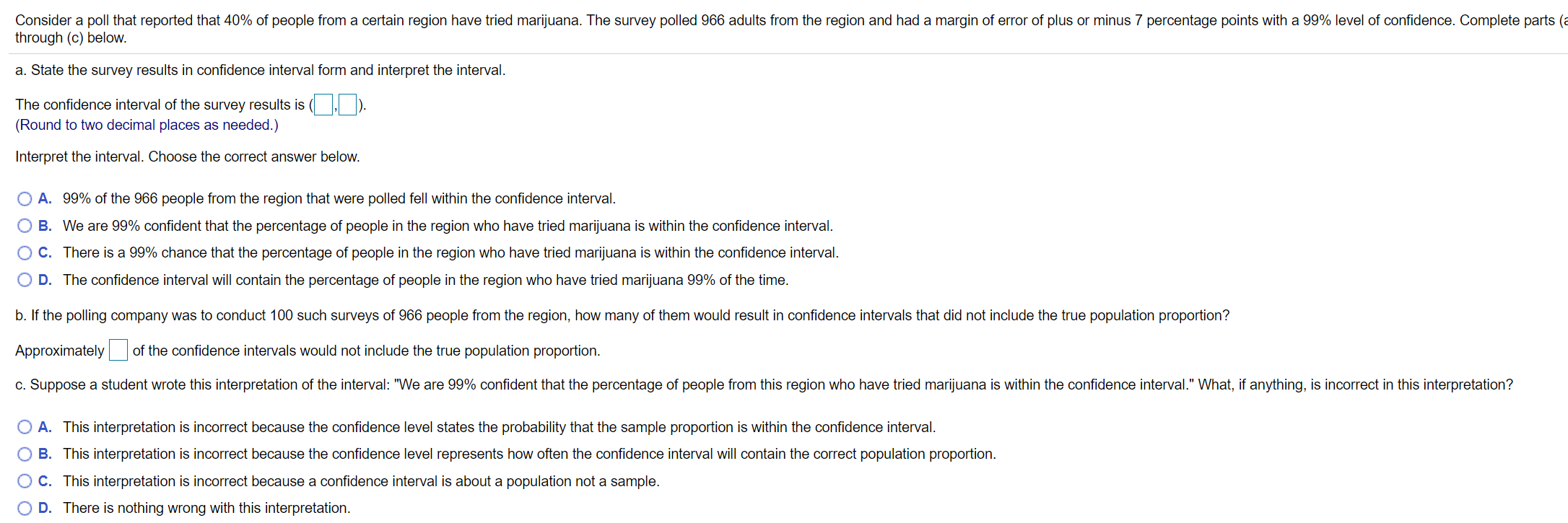 Solved Consider a poll that reported that 40% of people from | Chegg.com