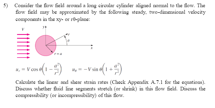 Solved 5) Consider the flow field around a long circular | Chegg.com