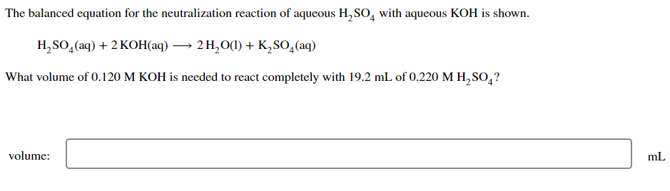 Solved The balanced equation for the neutralization reaction | Chegg.com