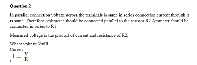 Solved In parallel connection voltage across the terminals | Chegg.com