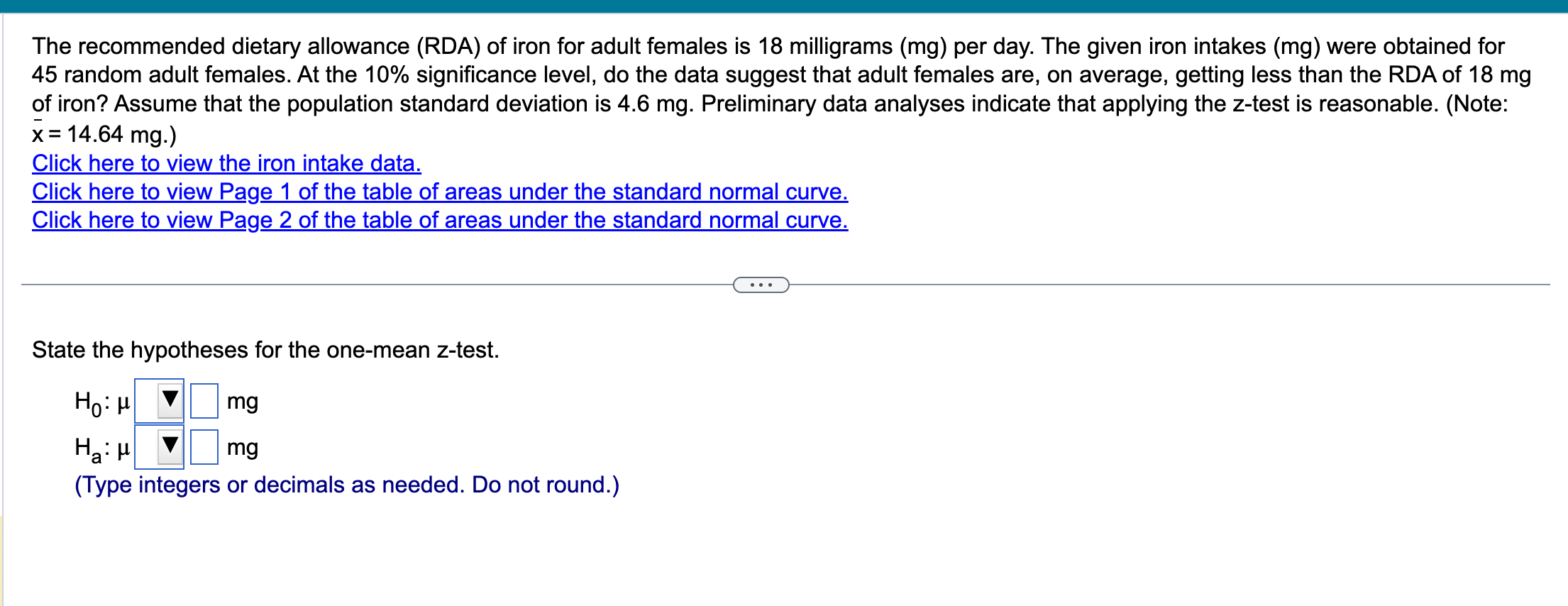 Solved The dietary allowance (RDA) of iron for