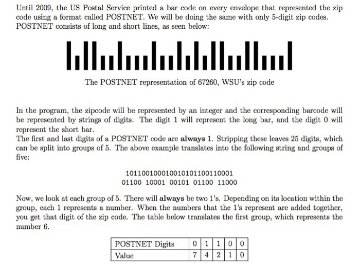 Zip Code Digit = 7 + 0 + 2 + 0 + 0 = 9 Repeat this | Chegg.com