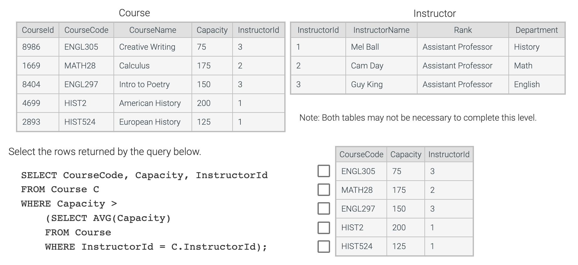 select name course id from instructor