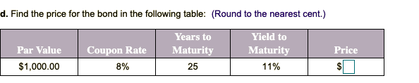 Solved Bond Prices. Price The Bonds From The Following Table | Chegg.com