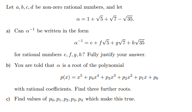 Solved Let A,b,c,d Be Non-zero Rational Numbers, And Let | Chegg.com