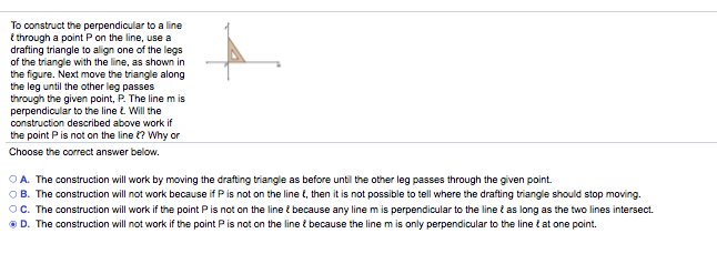 Solved To construct the perpendicular to a line through a | Chegg.com