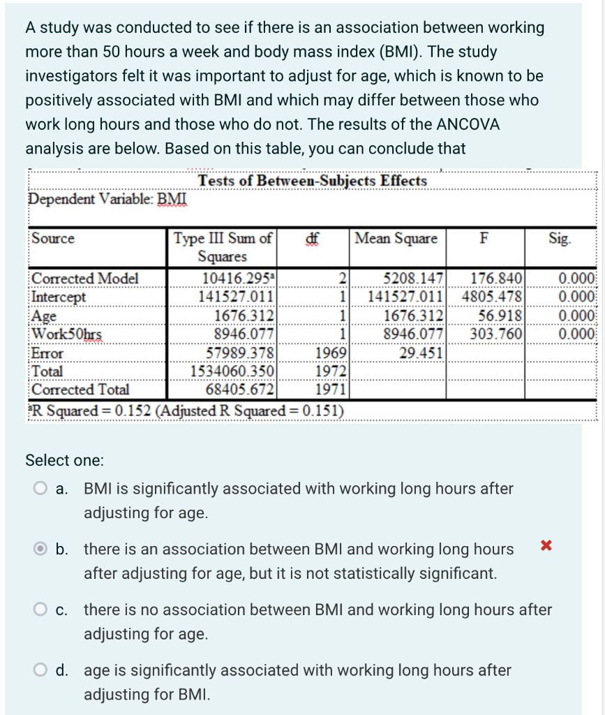 Solved A study was conducted to see if there is an | Chegg.com