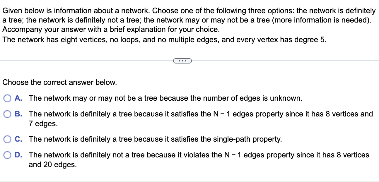 Solved Given below is information about a network. Choose