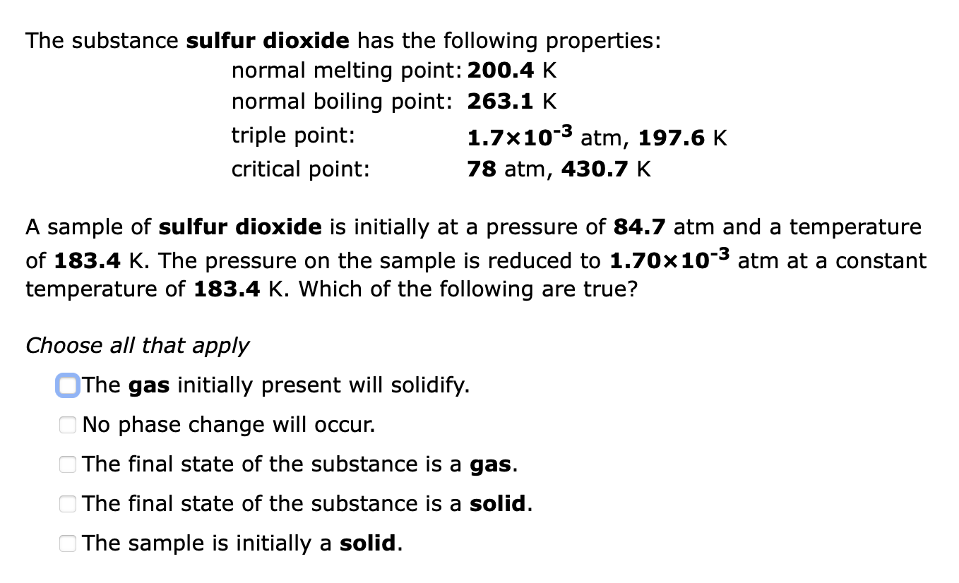 Solved The Substance Argon Has The Following Properties: | Chegg.com