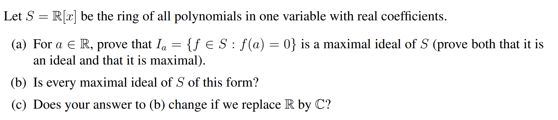 Solved Let S = R[x] be the ring of all polynomials in one | Chegg.com