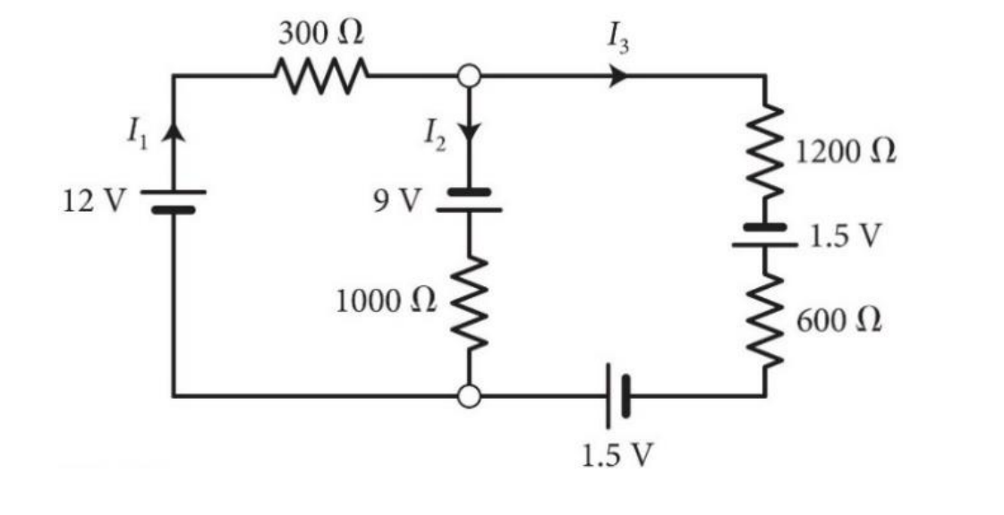 Solved 13 300 Ω w I, 1200 Ω 12V 9V 1.5V 1000 Ω 600 Ω 1.5V | Chegg.com