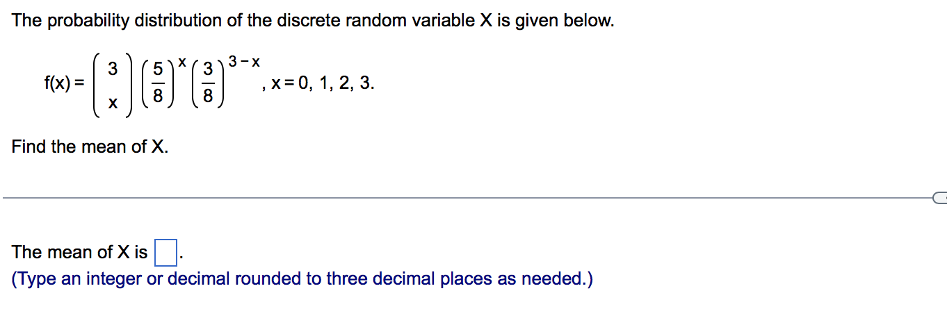 Solved The Probability Distribution Of The Discrete Random | Chegg.com