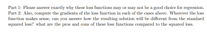 Solved 1. Loss Functions for Linear Regression Assume that | Chegg.com