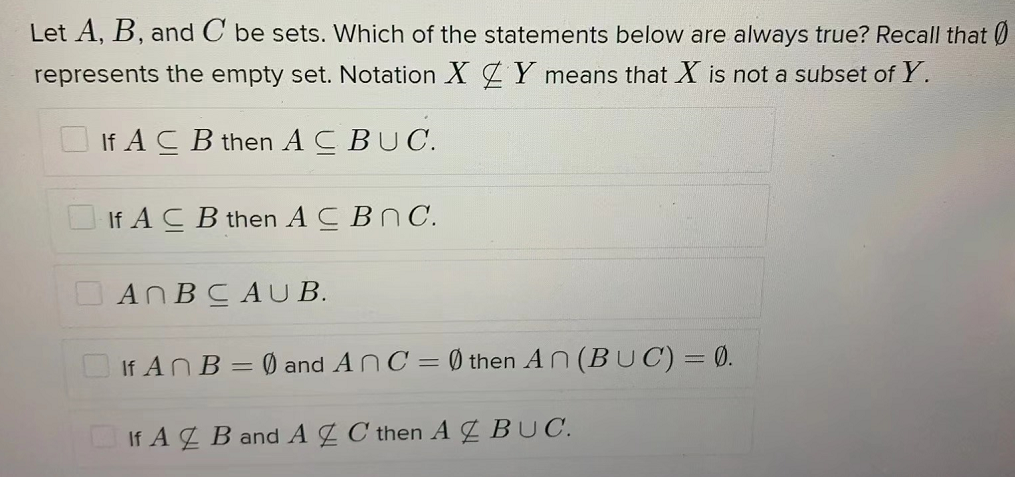 Solved Let A, B, And C Be Sets. Which Of The Statements | Chegg.com