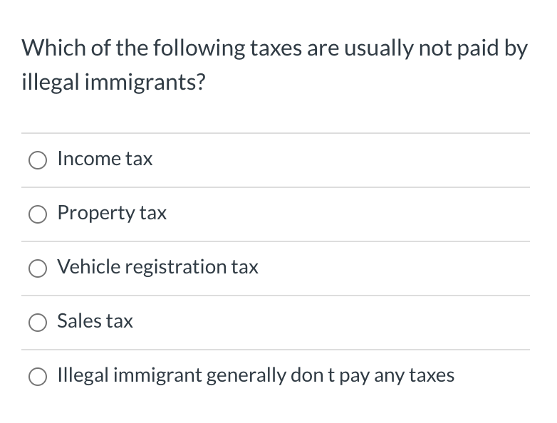 Solved Which of the following taxes are usually not paid by