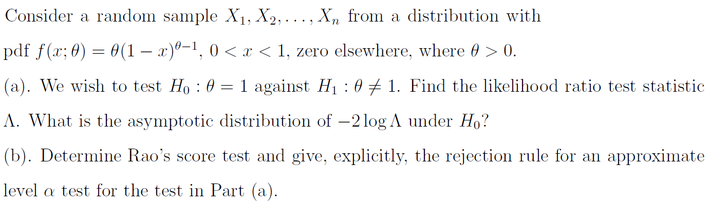 Solved Consider a random sample X1,X2,…,Xn from a | Chegg.com