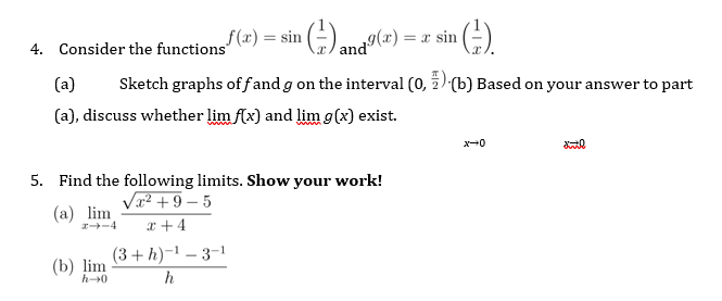 Solved = sin f(x) = sin (?) and () 4. Consider the | Chegg.com