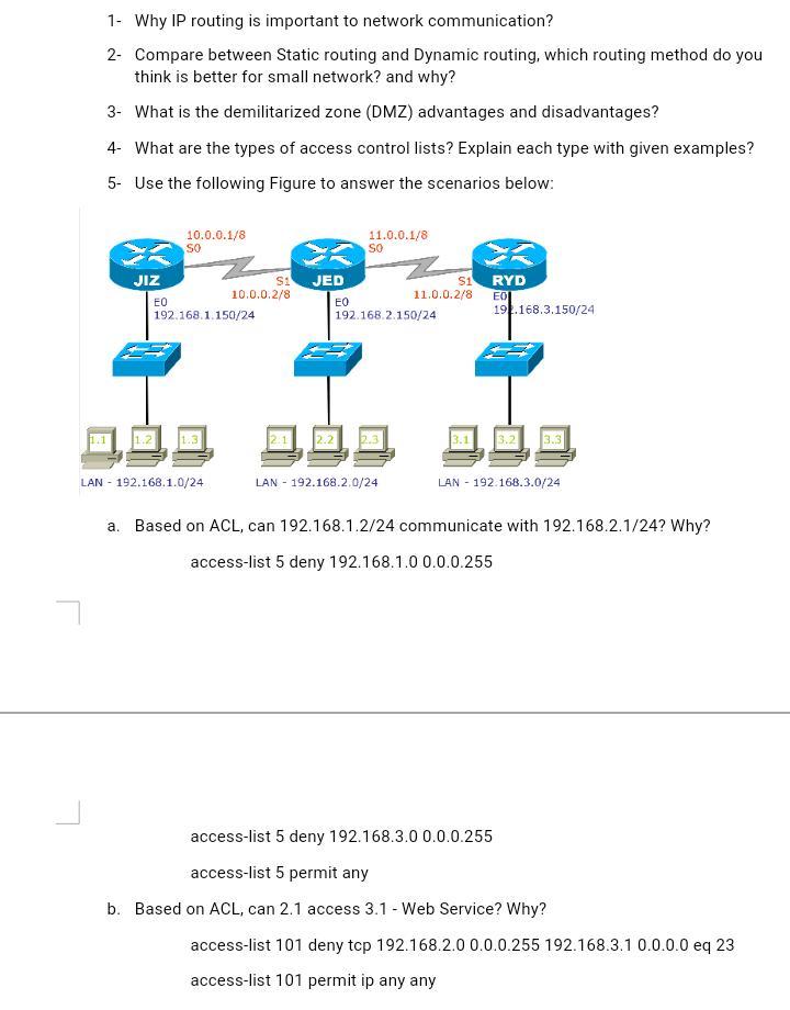 Solved 1 Why IP routing is important to network