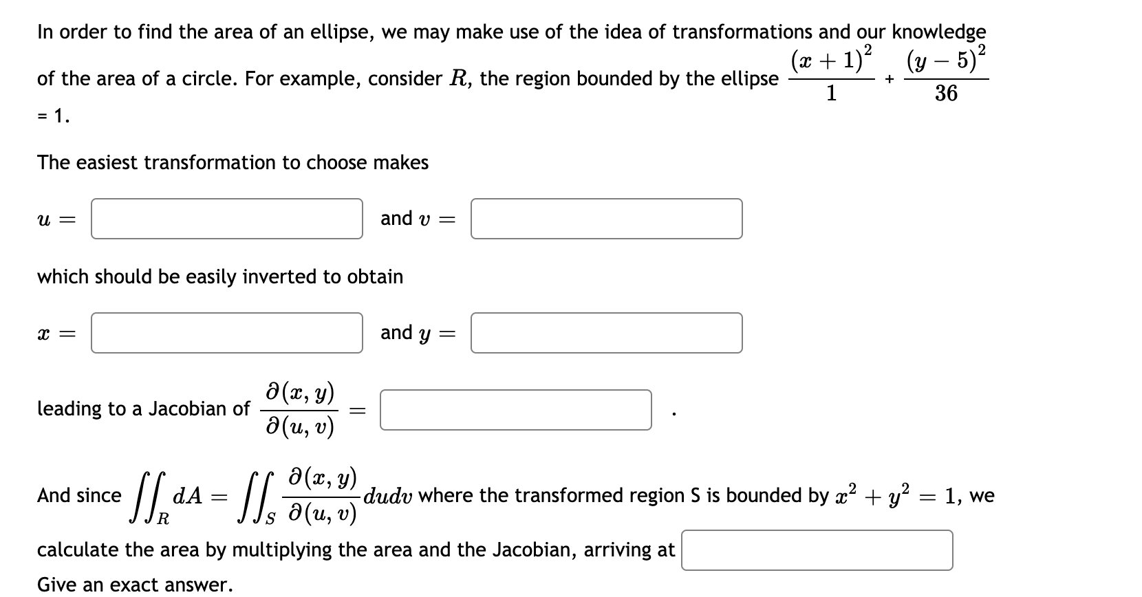 Solved In order to find the area of an ellipse, we may make | Chegg.com