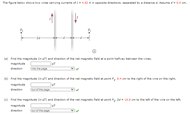 Solved The figure below shows two wires carrying currents of | Chegg.com