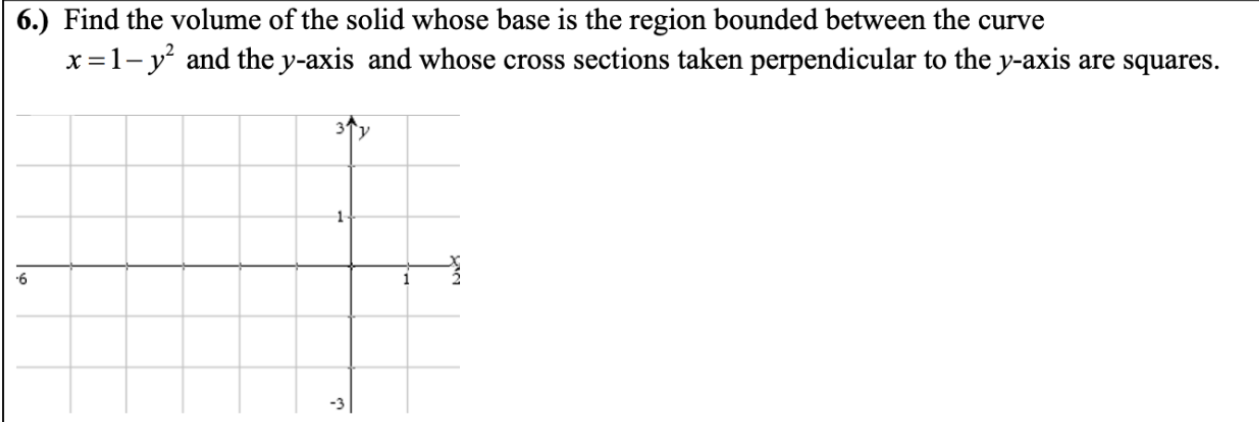 Solved 5.) Find the volume of the solid whose base is the | Chegg.com