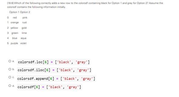 Solved [18.6| Which of the following correctly adds a new | Chegg.com